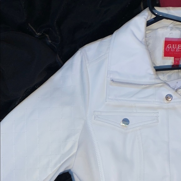 GUESS White Faux-leather Moto jacket - Picture 4 of 5